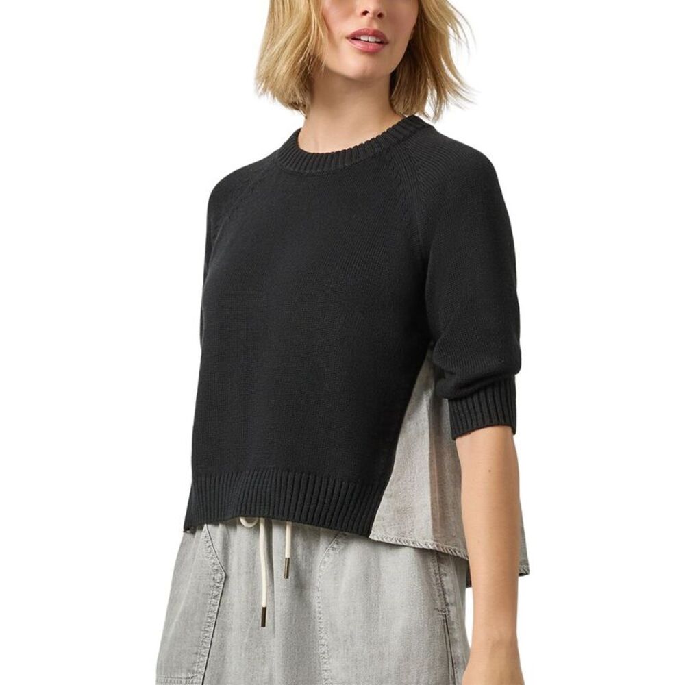 Lilla P Womens  Denim Elbow Sleeve Sweater